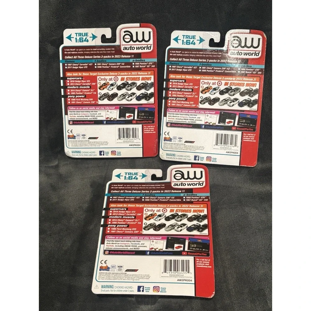 AW Auto World Limited Edition a-bodies f-bodies & flames‎ Three 2-packs.